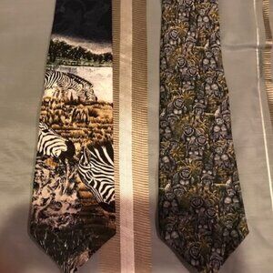 Pair of Endangered Spieces Ties 1- Gorilla and 1-Zebra Print